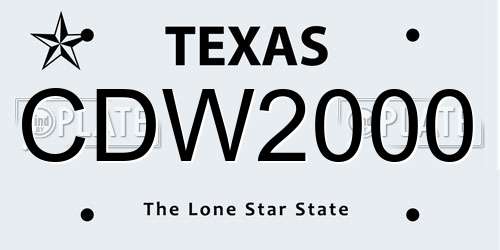 CDW2000 Texas License Plate