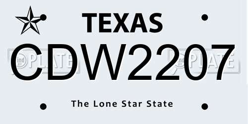 CDW2207 Texas License Plate
