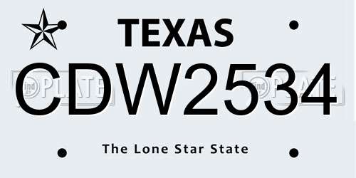CDW2534 Texas License Plate