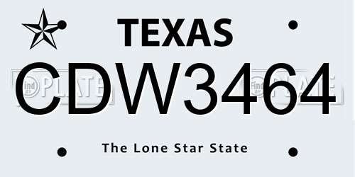 CDW3464 Texas License Plate