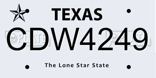 CDW4249 Texas License Plate