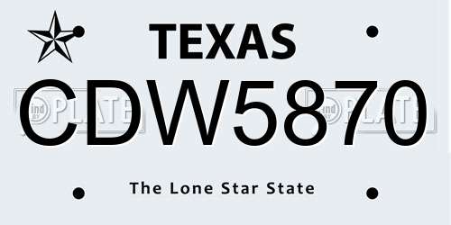 CDW5870 Texas License Plate