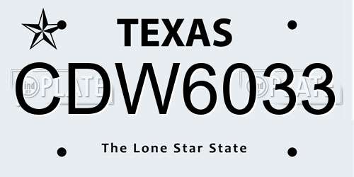 CDW6033 Texas License Plate