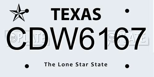 CDW6167 Texas License Plate