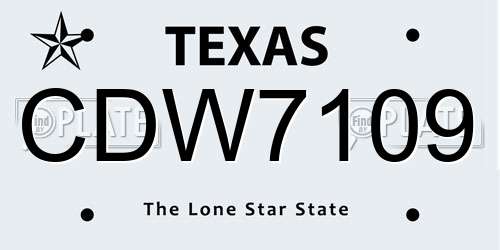 CDW7109 Texas License Plate