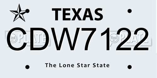 CDW7122 Texas License Plate