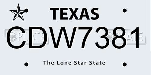 CDW7381 Texas License Plate