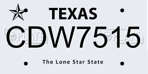 CDW7515 Texas License Plate