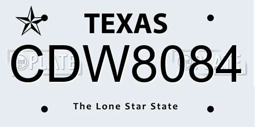 CDW8084 Texas License Plate