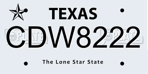 CDW8222 Texas License Plate