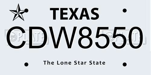 CDW8550 Texas License Plate