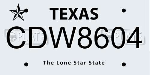 CDW8604 Texas License Plate