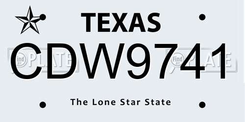 CDW9741 Texas License Plate