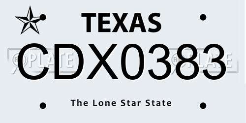 CDX0383 Texas License Plate