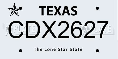 CDX2627 Texas License Plate