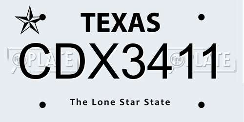 CDX3411 Texas License Plate