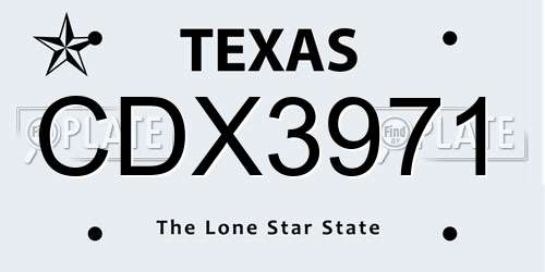 CDX3971 Texas License Plate