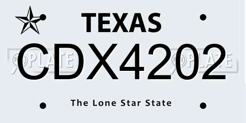 CDX4202 Texas License Plate