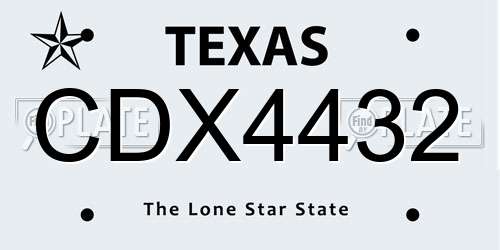 CDX4432 Texas License Plate