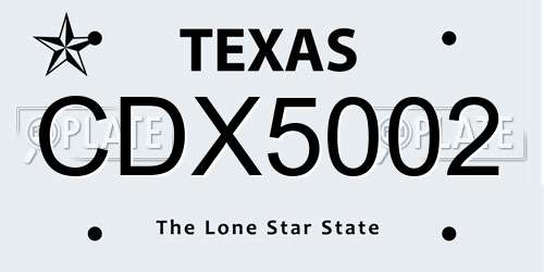 CDX5002 Texas License Plate