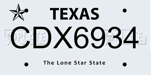 CDX6934 Texas License Plate