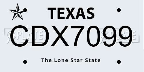CDX7099 Texas License Plate