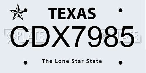 CDX7985 Texas License Plate