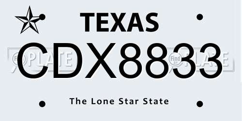 CDX8833 Texas License Plate