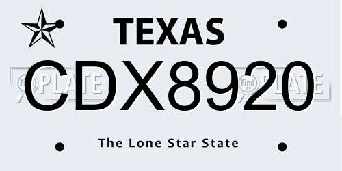 CDX8920 Texas License Plate