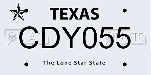 CDY055 Texas License Plate