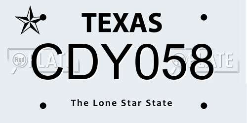 CDY058 Texas License Plate