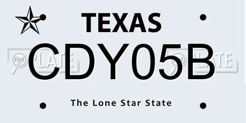 CDY05B Texas License Plate