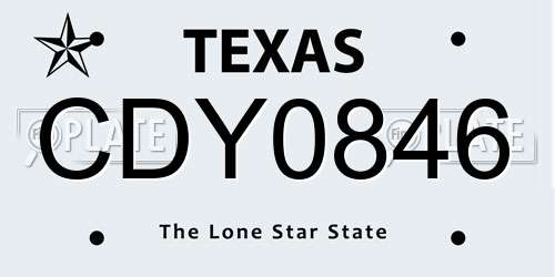 CDY0846 Texas License Plate
