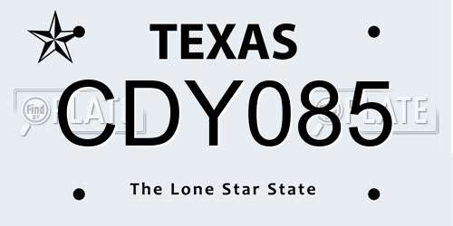 CDY085 Texas License Plate