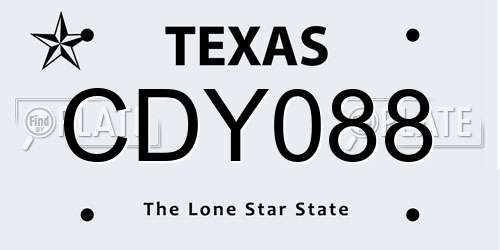 CDY088 Texas License Plate