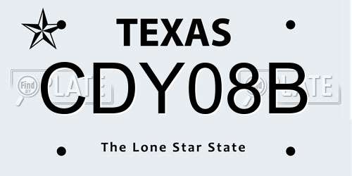 CDY08B Texas License Plate