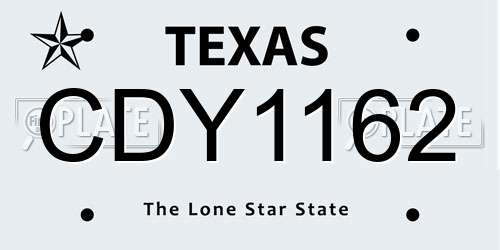 CDY1162 Texas License Plate