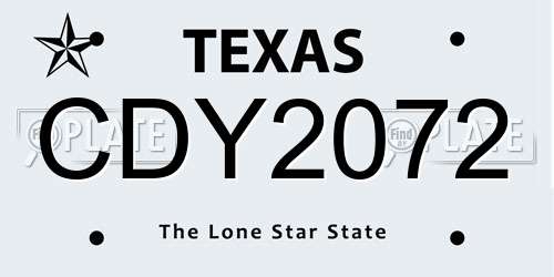 CDY2072 Texas License Plate