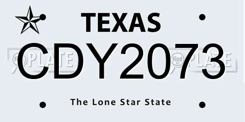 CDY2073 Texas License Plate