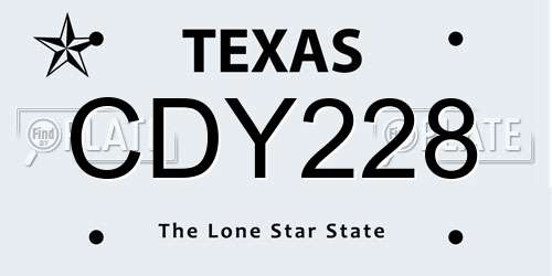 CDY228 Texas License Plate