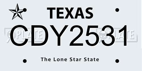 CDY2531 Texas License Plate