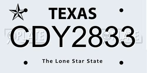 CDY2833 Texas License Plate