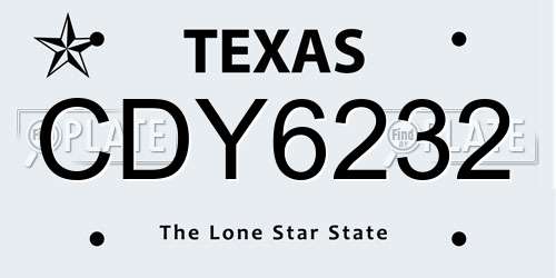 CDY6232 Texas License Plate