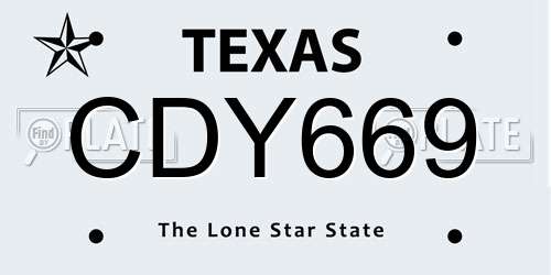 CDY669 Texas License Plate