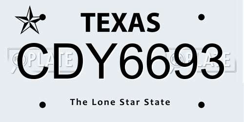 CDY6693 Texas License Plate