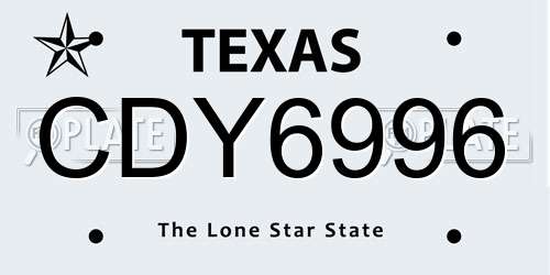 CDY6996 Texas License Plate
