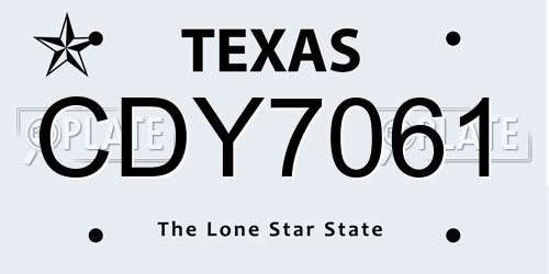CDY7061 Texas License Plate