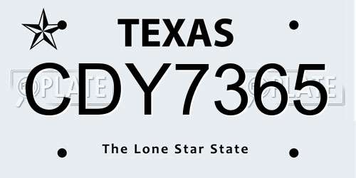 CDY7365 Texas License Plate