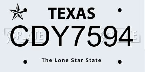 CDY7594 Texas License Plate