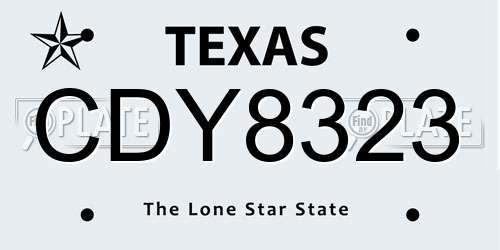 CDY8323 Texas License Plate